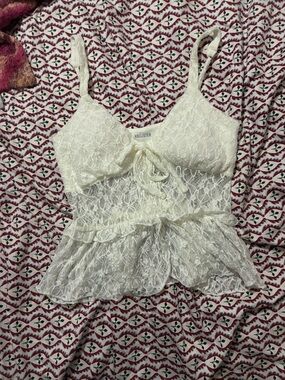 Hollister White Lace with Bow Top